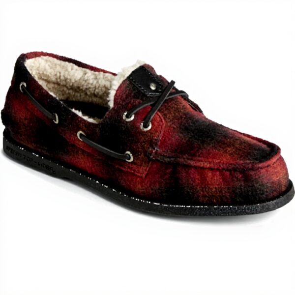 Sperry Chaussure Bateau Homme Laine Rouge Noire Cuir