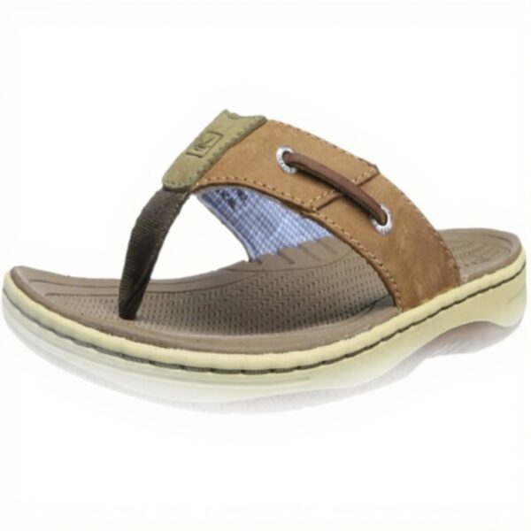 Sperry Homme Sandales Baitfish Thong Marron Clair Cuir