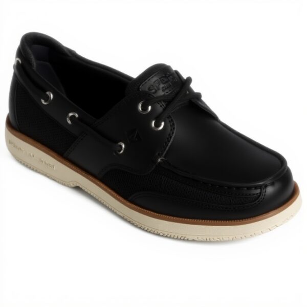 Sperry Surveyor 2 illets chaussures bateau cuir noir homme