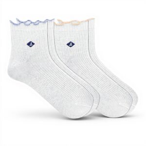 Chaussettes cheville Sperry femme bords festonnés blanc lot
