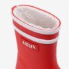 Bottes de pluie enfant Aigle doublure fourrure marine rouge-4