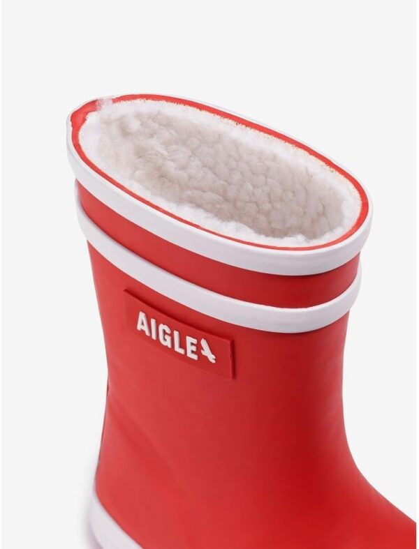 Bottes de pluie enfant Aigle doublure fourrure marine rouge-4