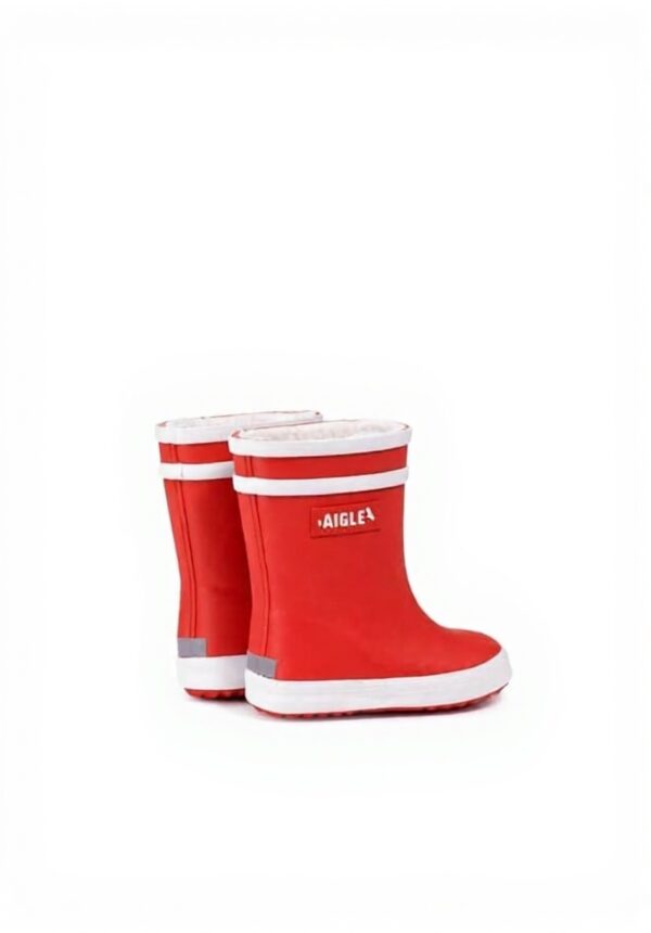 Bottes de pluie enfant Aigle doublure fourrure marine rouge