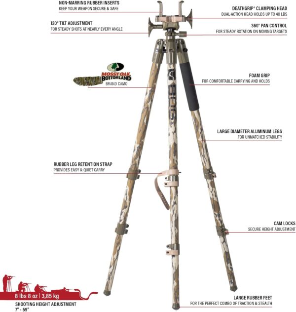 BOG DeathGrip Trépied Chasse Camouflage Aluminium Léger-3