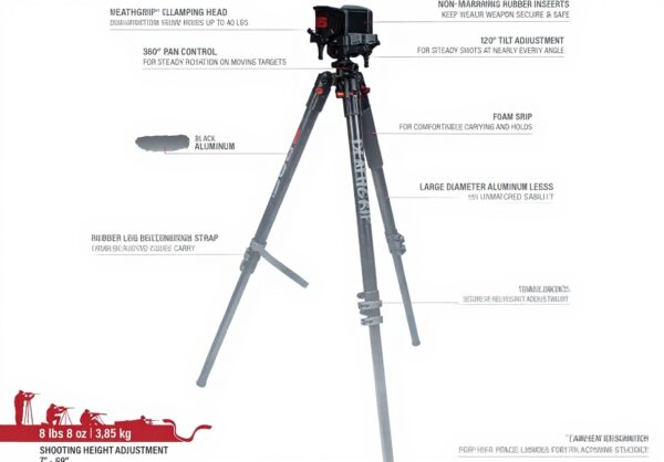 Trépied BOG DeathGrip Aluminium Chasse Tir Stable Léger