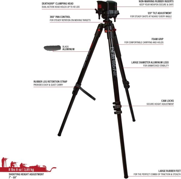 Trépied BOG DeathGrip Aluminium Chasse Tir Stable Léger-4