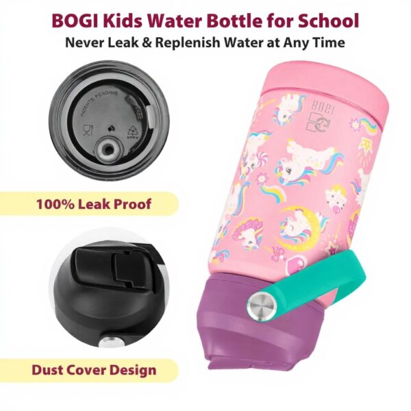 Bouteille isotherme enfant BOGI acier inoxydable paille