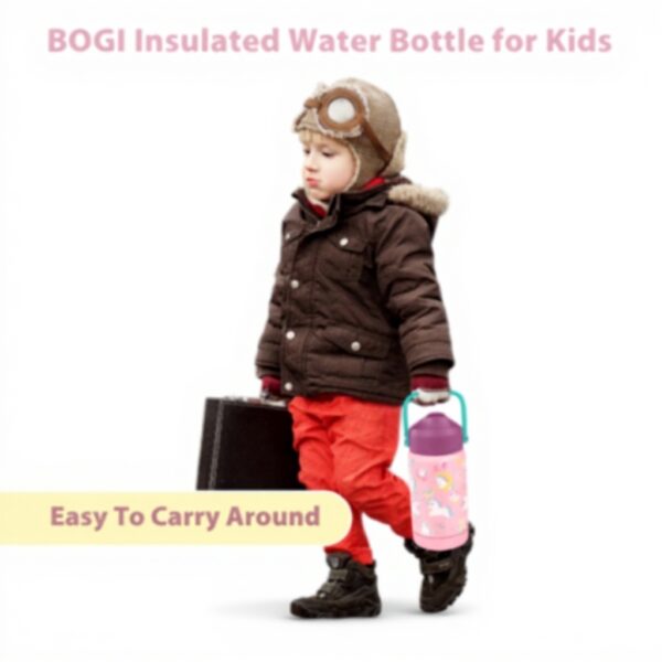 Bouteille isotherme enfant BOGI acier inoxydable paille