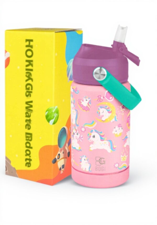 Bouteille isotherme enfant BOGI acier inoxydable paille