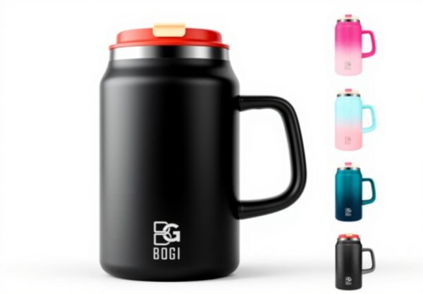 Gobelet isotherme BOGI 1,5 l acier inoxydable paille