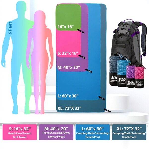 Serviette de voyage microfibre BOGI séchage rapide compacte