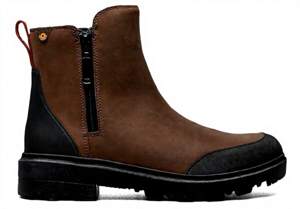 Bottes BOGS Femme Holly Zip imperméables cuir marron