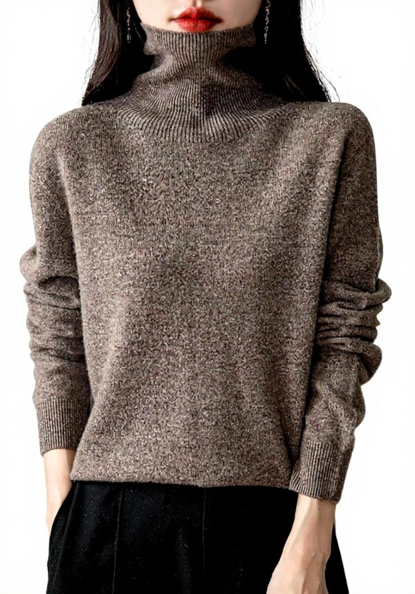 Pull femme laine mérinos Chanyarn col roulé sans couture