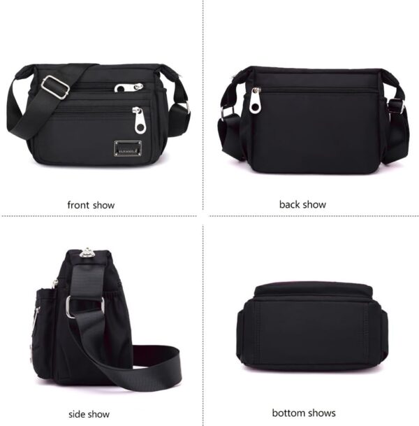 Sac bandoulière femme CYchen tissu Oxford noir grand cabas-2