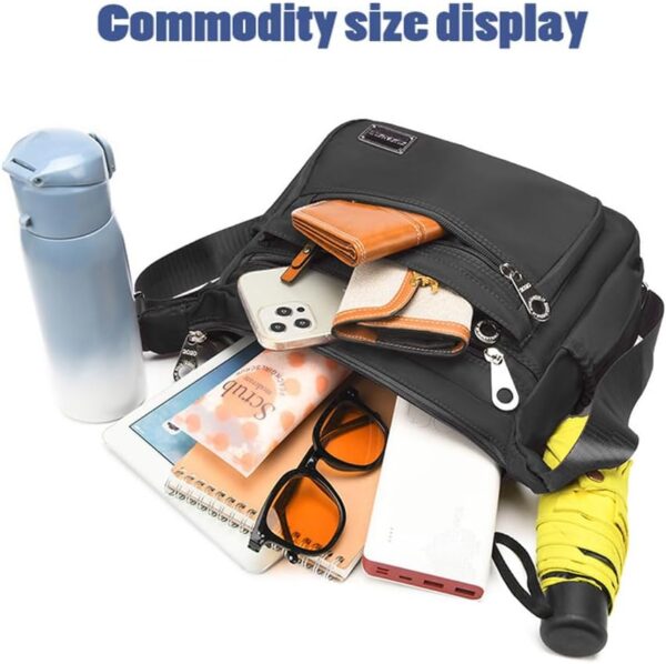 Sac bandoulière femme CYchen tissu Oxford noir grand cabas-3