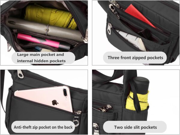 Sac bandoulière femme CYchen tissu Oxford noir grand cabas-4