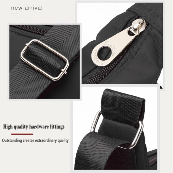 Sac bandoulière femme CYchen tissu Oxford noir grand cabas-5