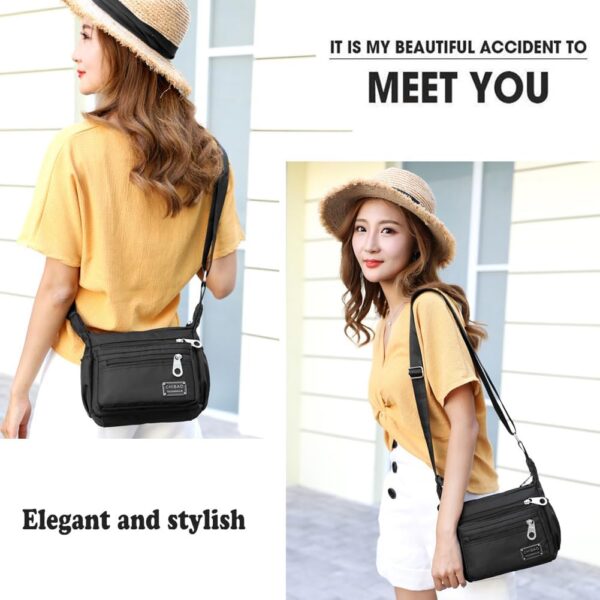 Sac bandoulière femme CYchen tissu Oxford noir grand cabas-6