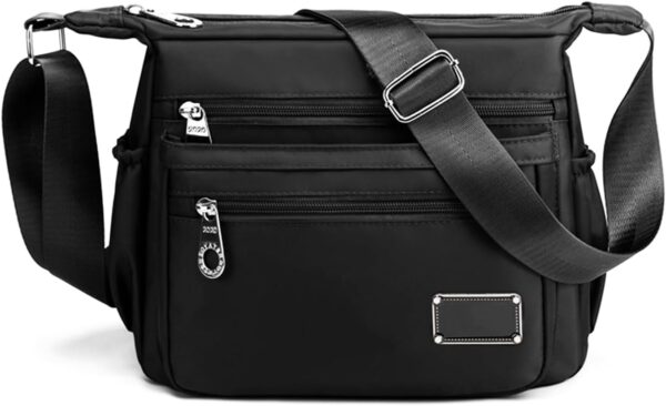 Sac bandoulière femme CYchen tissu Oxford noir grand cabas-0