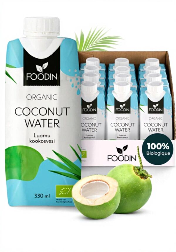 Eau de coco bio Foodin hydratation naturelle électrolytes