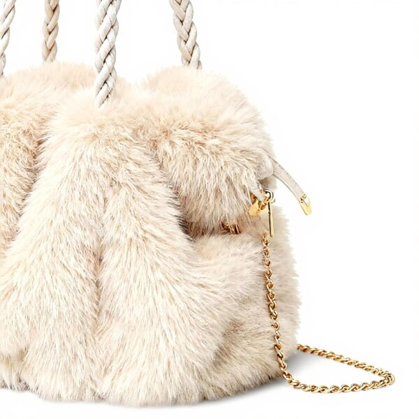 Fuzzy Purses Women Plush Tote Bag Adjustable Strap Outdoor