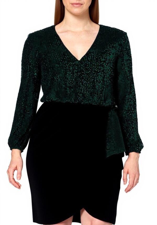 Robe cocktail femme Gina Bacconi paillettes jersey vert