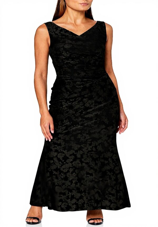 Robe cocktail velours Gina Bacconi femme longue V-neck