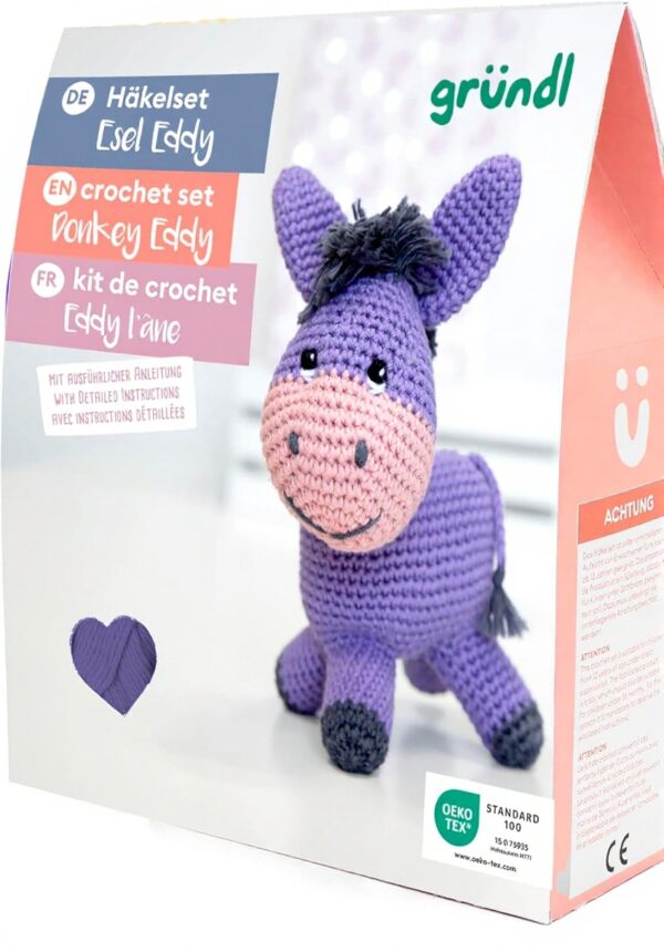 Kit crochet animal peluche Gründl âne Eddy coton débutant