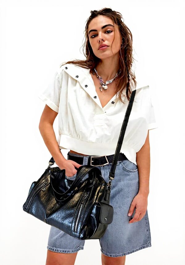 Sac bandoulière femme GSenhui cuir souple design punk années