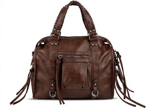 Sac fourre-tout cuir végétalien HiTotes femme frange vintage