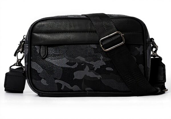 Sac bandoulière homme Hjkiopc cuir PU multifonctionnel noir