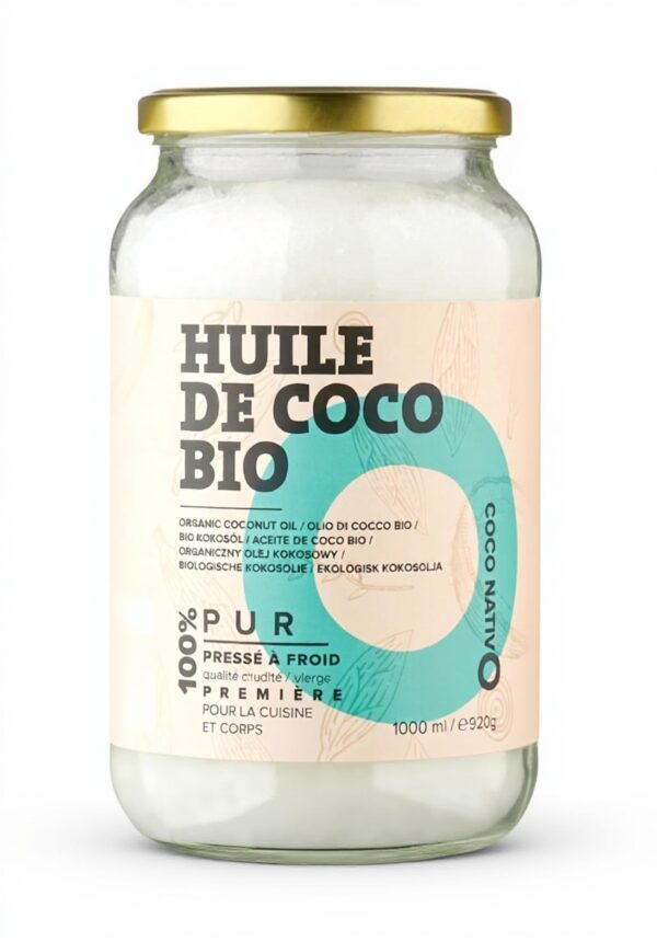 Huile de coco bio CocoNativo extra vierge 1L cheveux corps