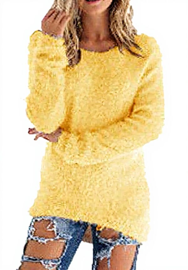 Pull femme Kabxryaclo mohair uni col rond manches longues