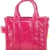 Marc Jacobs sac cabas cuir froissé magenta femme-1