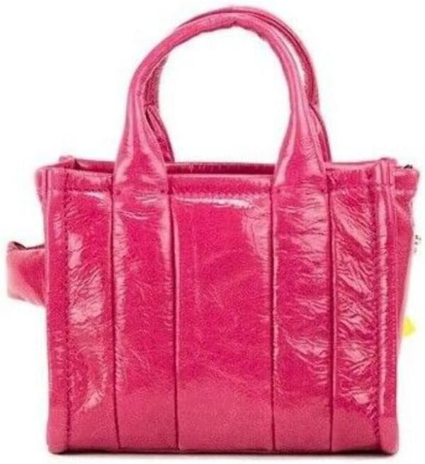 Marc Jacobs sac cabas cuir froissé magenta femme-1