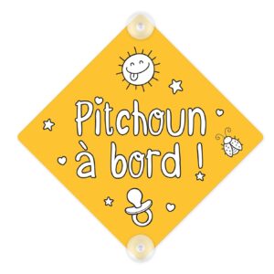 Plaque bébé à bord personnalisée pitchoun minots sud France-0