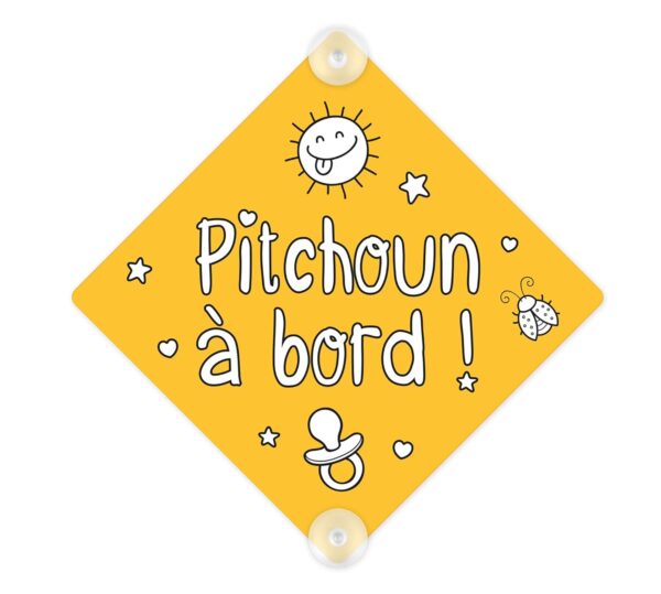 Plaque bébé à bord personnalisée pitchoun minots sud France-0