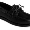 Chaussure Bateau Sperry Homme Noir Cuir Semelle Caoutchouc