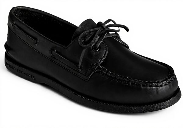 Chaussure Bateau Sperry Homme Noir Cuir Semelle Caoutchouc