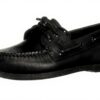 Chaussure Bateau Sperry Homme Noir Cuir Semelle Caoutchouc