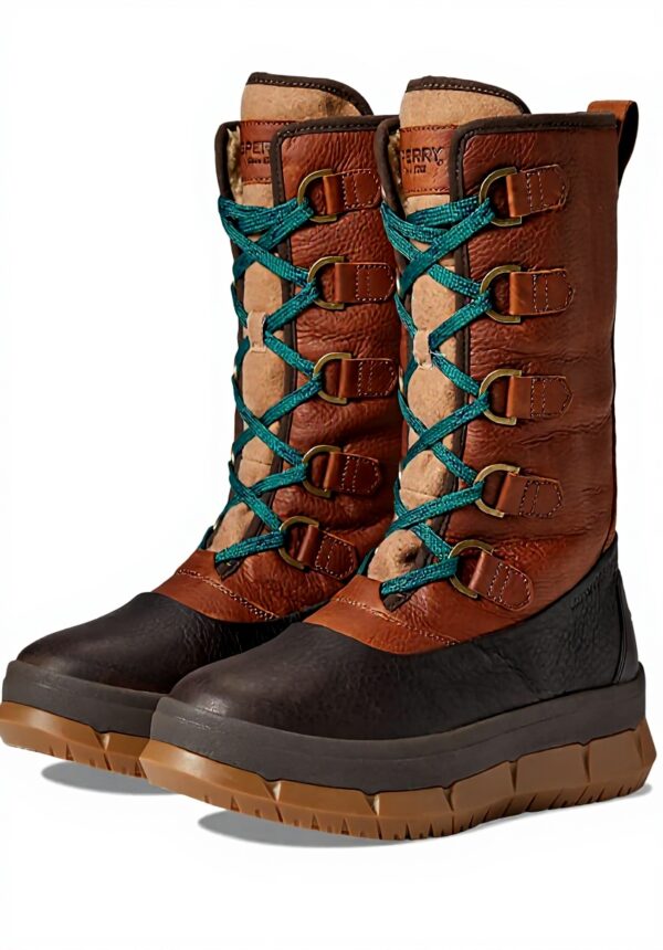 Bottes dhiver femme Sperry cuir imperméable fourrure marron