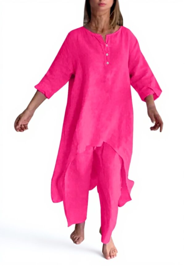 Survêtement femme coton lin décontracté Ginas Rose 3XL