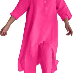 Survêtement femme coton lin décontracté Ginas Rose 3XL-0