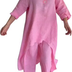 Survêtement femme coton lin décontracté Ginas Rose 5XL-0