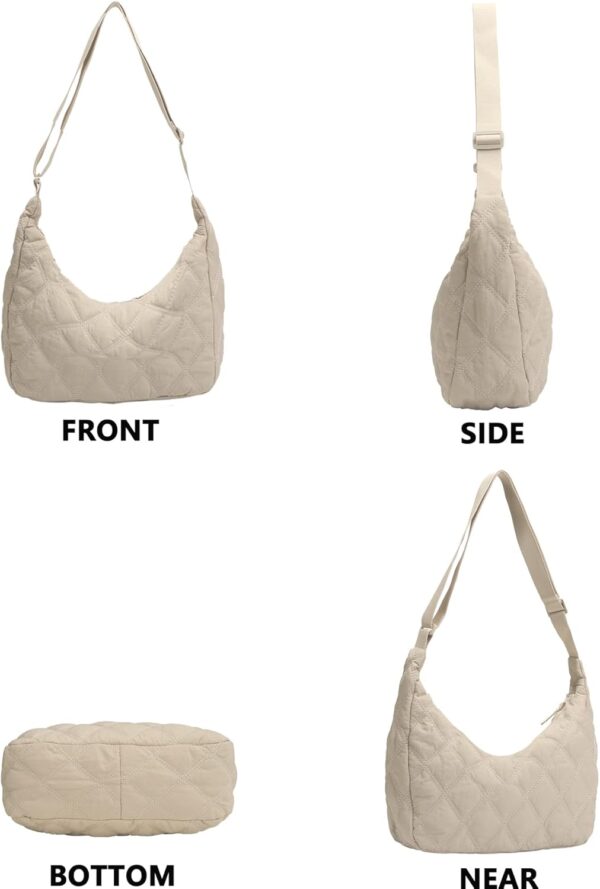 Sac croissant matelassé sveter femme fourre-tout beige-5