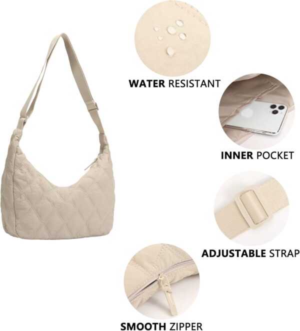 Sac croissant matelassé sveter femme fourre-tout beige-4