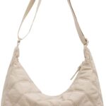 Sac croissant matelassé sveter femme fourre-tout beige-0