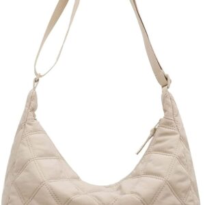 Sac croissant matelassé sveter femme fourre-tout beige-0