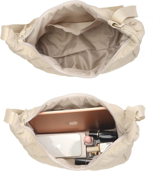 Sac croissant matelassé sveter femme fourre-tout beige-3