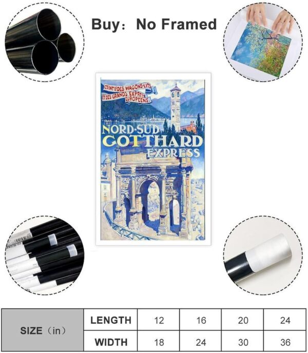 ZJIXAOSD Affiche rétro Gotthard Express décoration murale-1